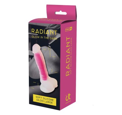 RADIANT SOFT SILICONE GLOW IN THE DARK DILDO LARGE PINK